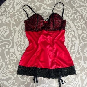 Vintage Red And Black Frederick’s Of Hollywood 
BabyDoll/Chemise